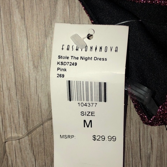 Sold NWT Fashion Nova Pink “Stole The Night” Dress - Picture 3 of 4